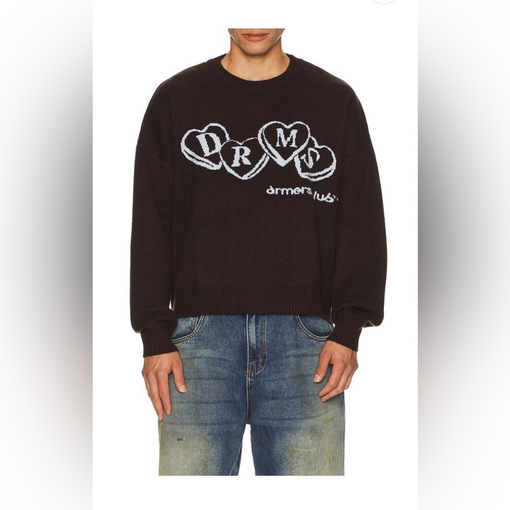 DRMERS CLUB Heart Knit Sweater in Dark Brown